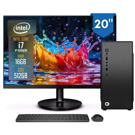 Computador Completo 2Eletro Top Intel Core i7 16GB RAM 512GB Bivolt Monitor 20 LED CD2E 0117TO