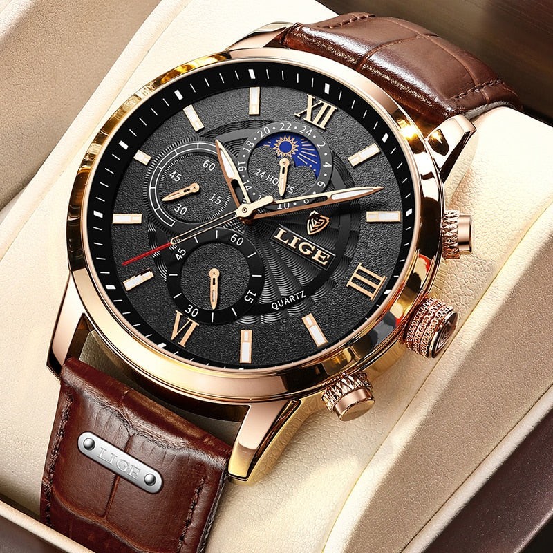 Relógio Masculino Quartz Original + Kit Colar Corrente
