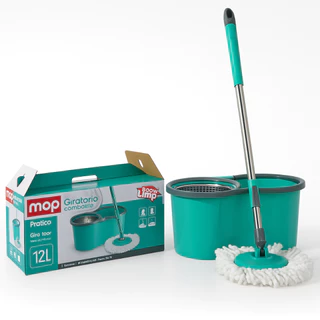 Mop Giratorio Esfregão 360 Balde 12 Litros Cuba Inox