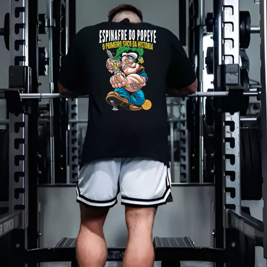Camiseta Oversized Academia Espinafre Popeye para Treino