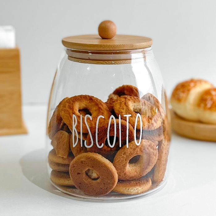 Pote Hermético para Biscoito Vidro Tampa em Bambu 1 Litro | Shopee Brasil