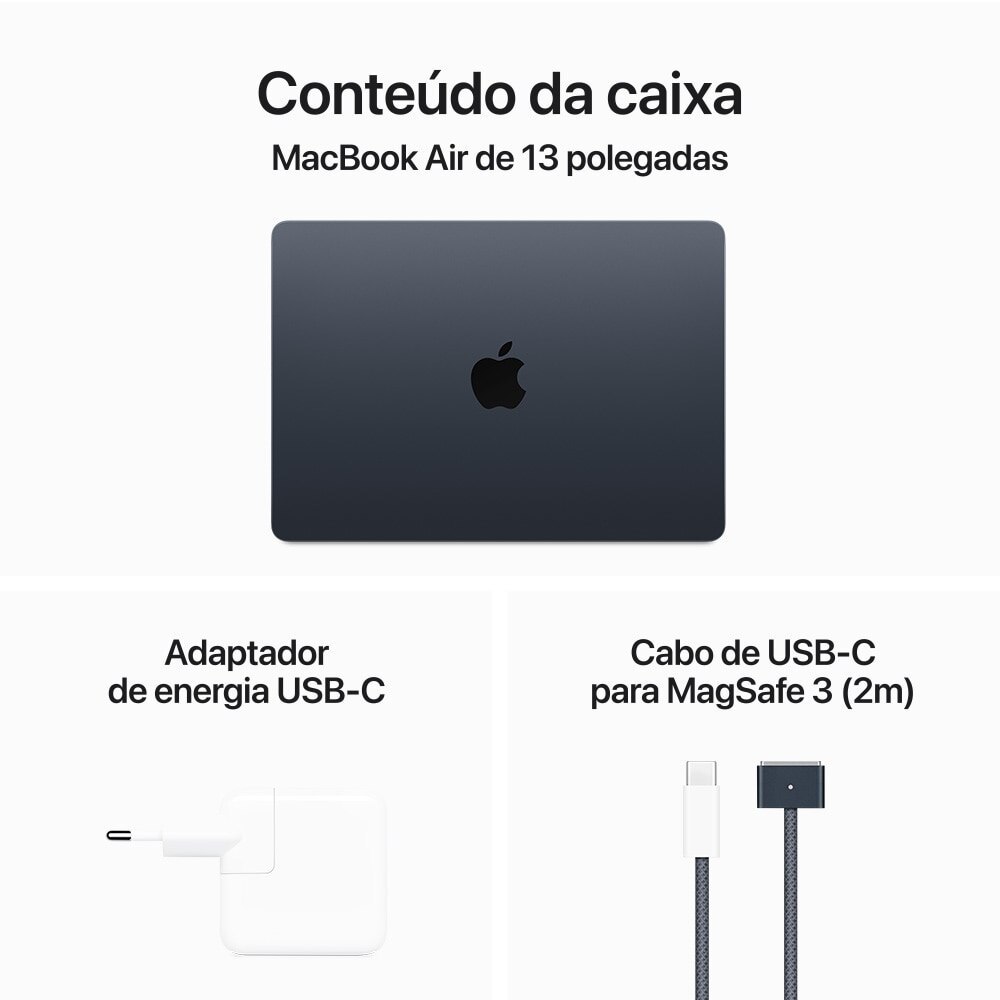 MacBook Air M3 13.6” 16GB RAM / 256GB SSD Novo Lacrado NF + 1 Ano