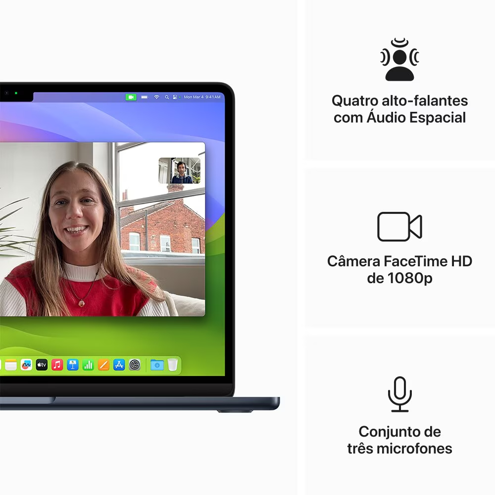MacBook Air M3 13.6” 16GB RAM / 256GB SSD Novo Lacrado NF + 1 Ano