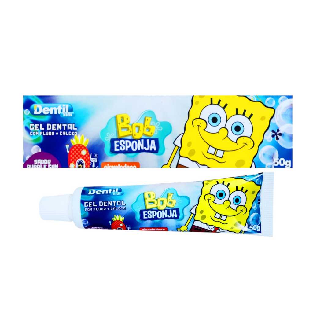 Pasta de dente Infantil Bob Esponja 50g Com Flúor e Cálcio | Shopee Brasil