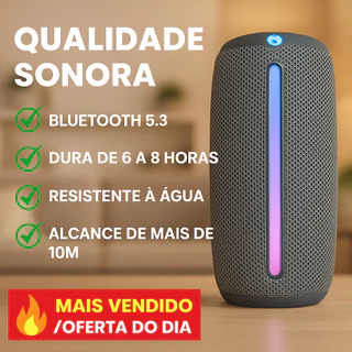 Caixa de Som Bluetooth 16W Portátil com LED Colorido/Rádio FM/ USB/SD/Bateria para Praia e Camping em Oferta na Shopee
