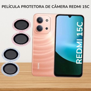 Película De Câmera Kit 2x Com Strass Para Redmi 15C