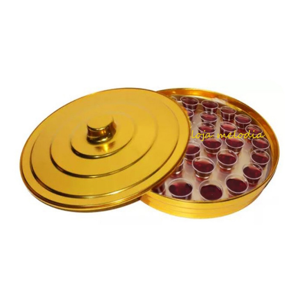 Bandeja Para Santa Ceia Com 34 Cálice Dourada | Shopee Brasil