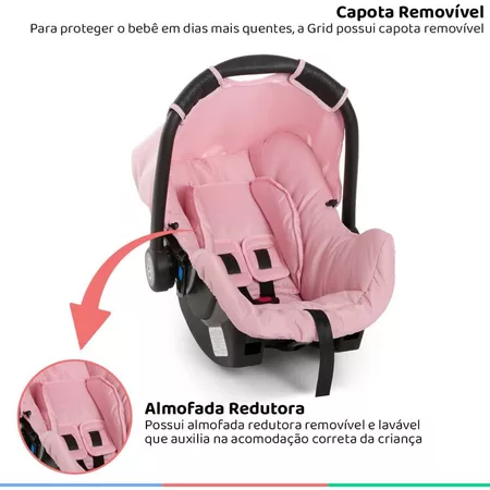 Bebe Conforto Galzerano Grid Rosa 0 Até 13Kg Cadeirinha de Carro - Vista 4