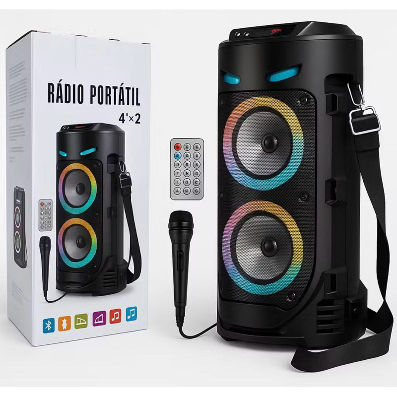 Caixa De Som Bluetooth Grande 2000w Amplificada Com Microfone + Alça