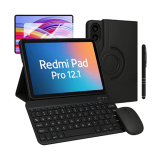 Kit Completo Capa Giratória + Teclado + Mouse + Película + Caneta Para Xiaomi Redmi Pad Pro 12.1