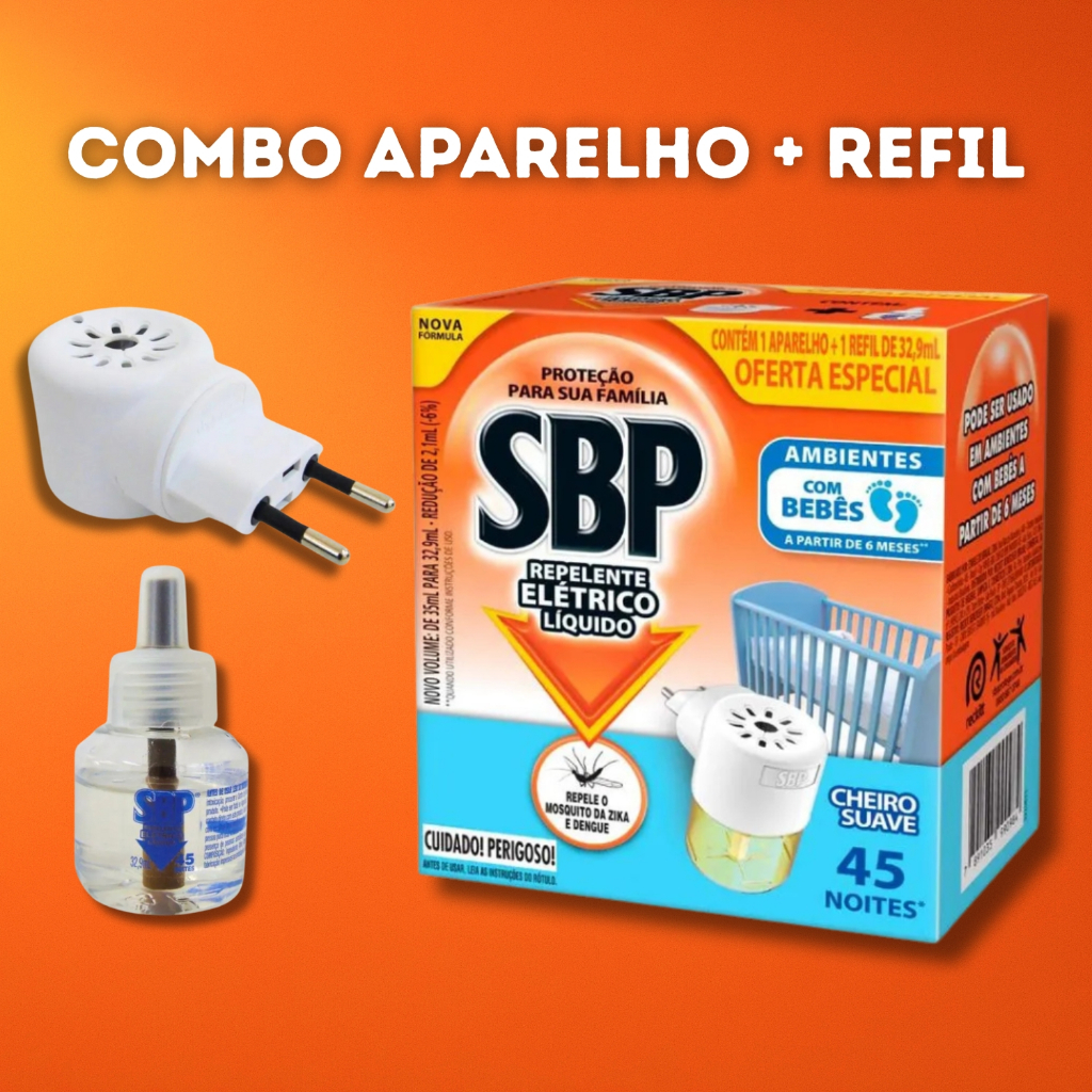 Repelente Elétrico Líquido SBP Aparelho + Refil De 35ml