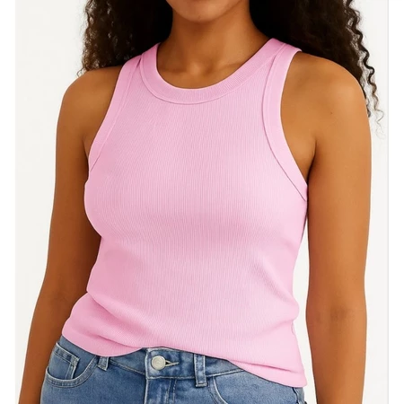 Regata Ribana Canelada Feminina Básica Justinha Confortável Modela o Corpo Look Diário Moda Verão