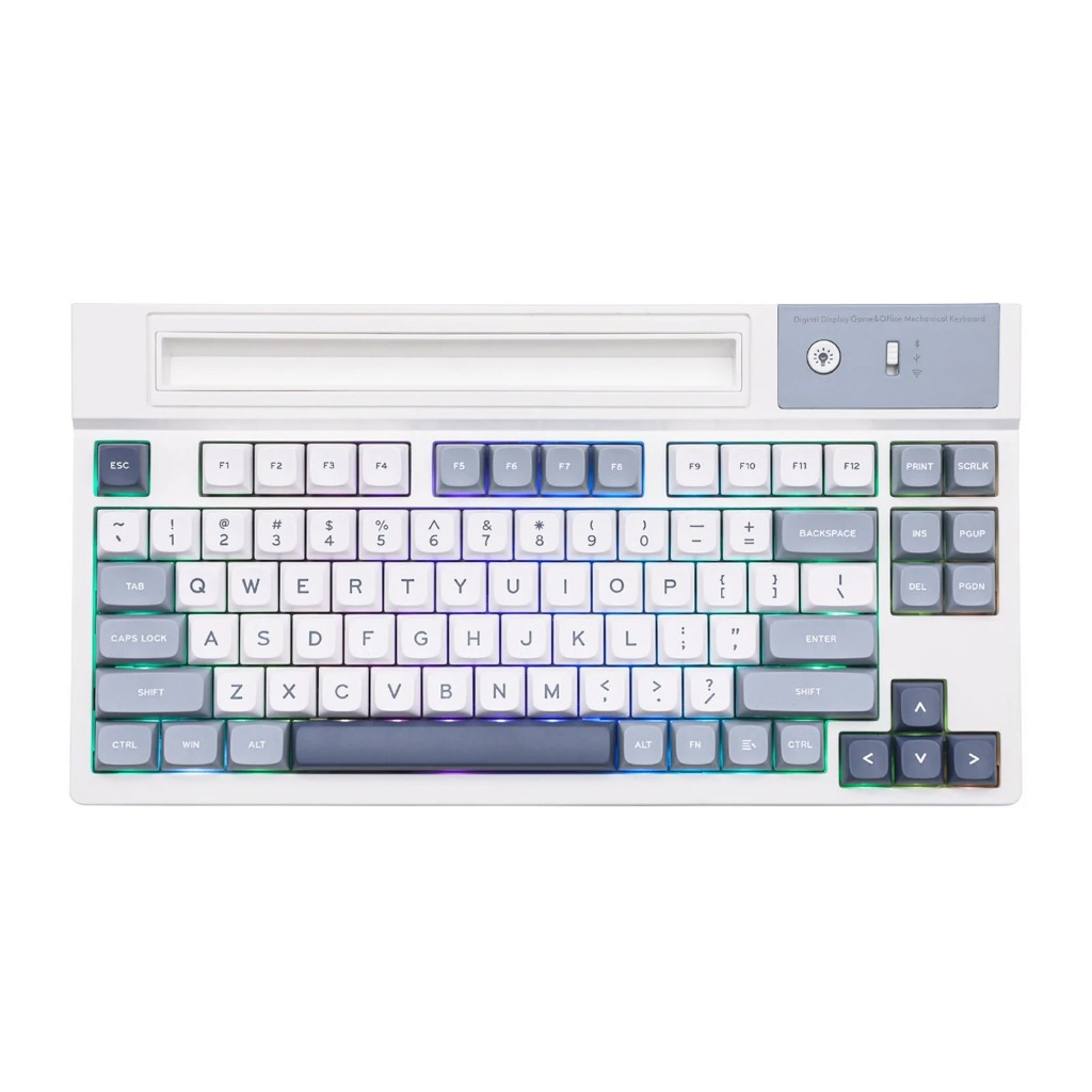 Teclado Mecânico EPOMAKER DynaTab 75, RGB, Bluetooth/2.4G/USB-C, 5000mAh, Hot-Swap, Azul e Branco