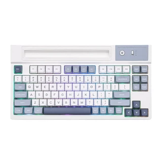 Teclado Mecânico EPOMAKER DynaTab 75, RGB, Bluetooth/2.4G/USB-C, 5000mAh, Hot-Swap, Azul e Branco