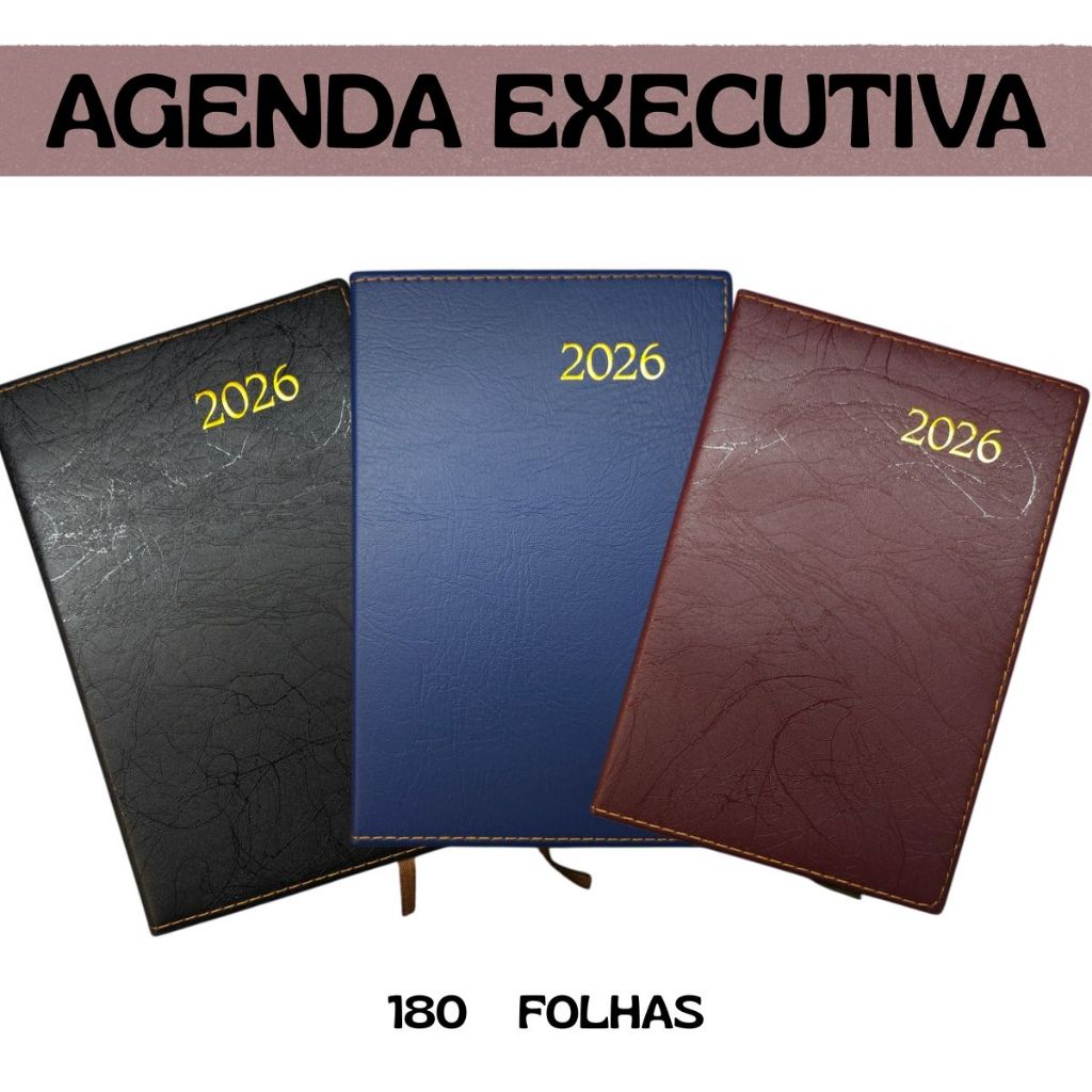 Agenda Executiva 2026 Costurada Agenda Em Couro 2026 14cm x 20cm ...