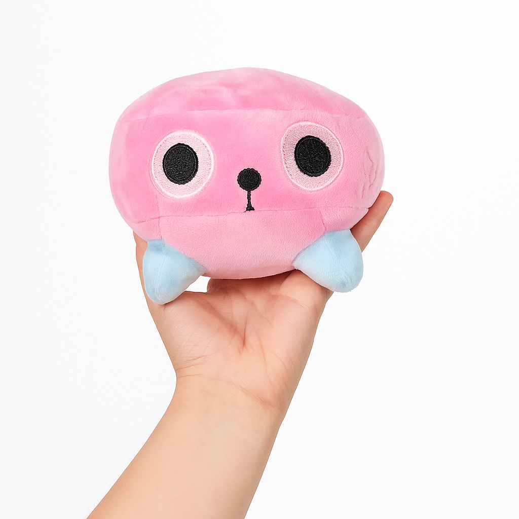 Pelúcia Cachorrinho Pebble Dandy's World - Roblox - Cinza e Rosa