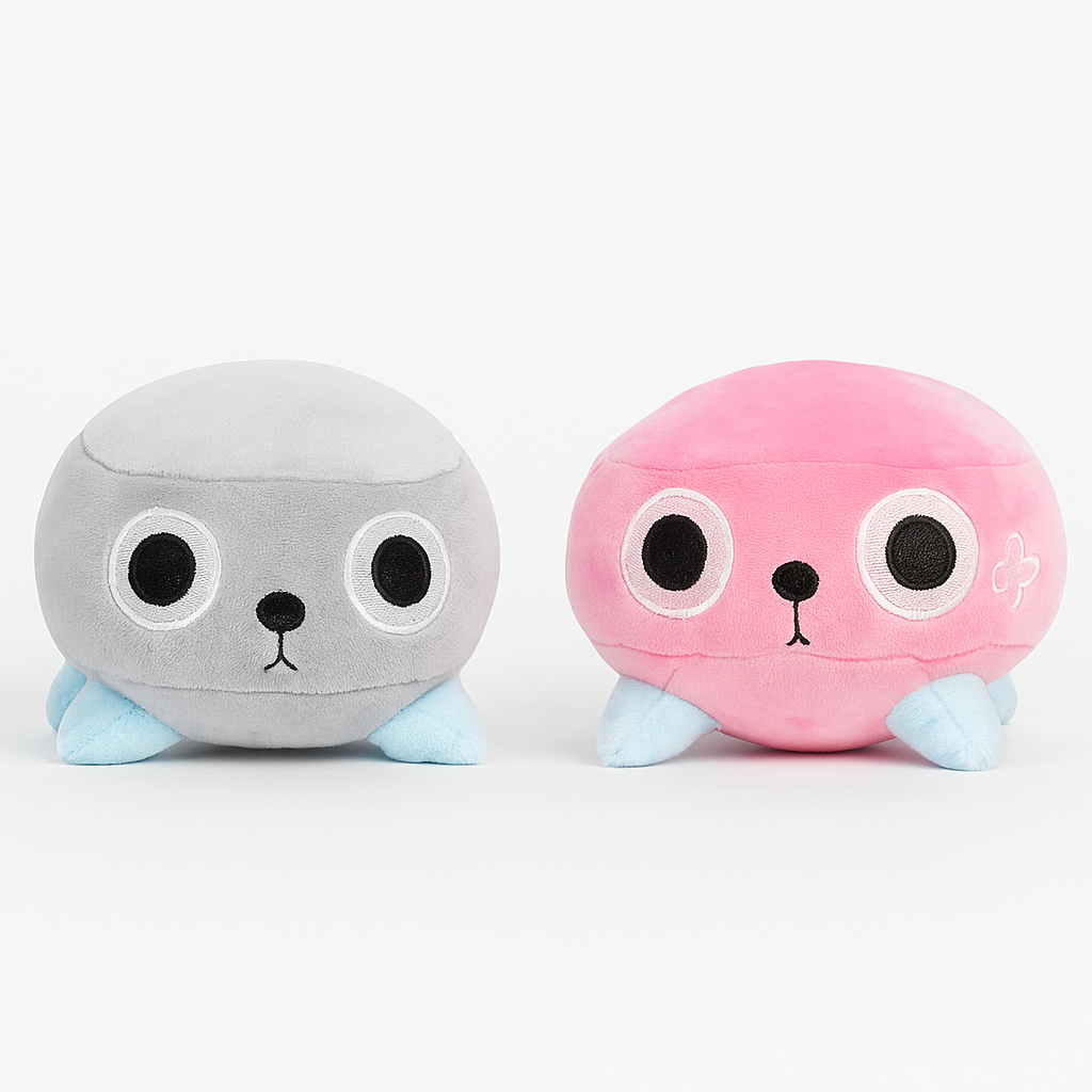 Pelúcia Cachorrinho Pebble Dandy's World - Roblox - Cinza e Rosa
