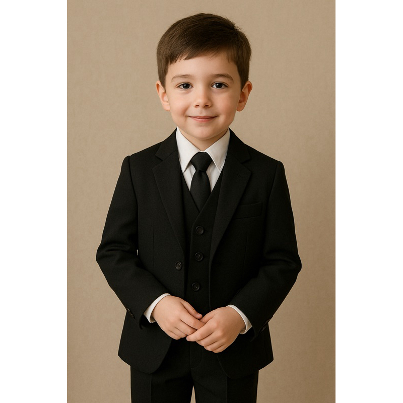 Terno Preto Infantil Com Colete Qualidade Premium | Shopee Brasil