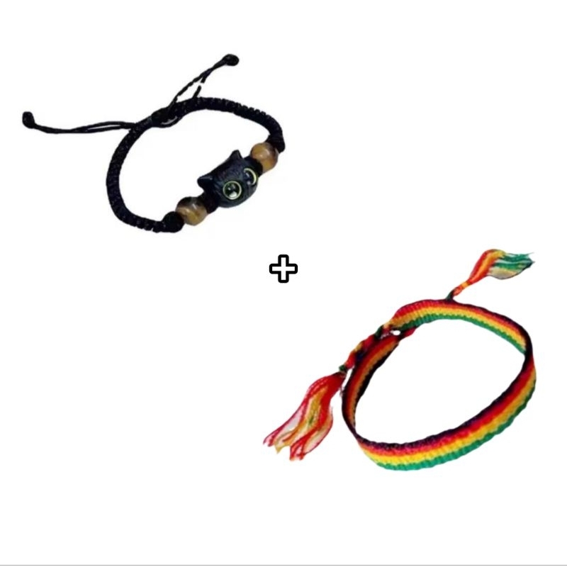 2 Pulseiras: Gato Preto + Reggae Rastafari Jamaica Bob Marley | Shopee ...