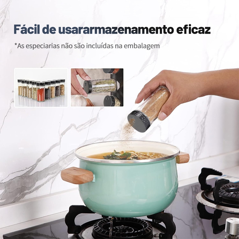 Imagem do produto Belifou Porta Tempero Giratorio Com 9/12/16 Potes Vidro Suporte Para Especiarias Giratório 360 Graus 5