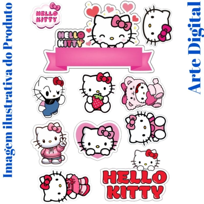 Topo de Bolo Hello kitty Personalizado com o nome | Shopee Brasil