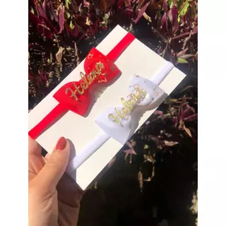 1 Laço de bebe com nome para festas - Natal e Ano Novo - faixinha e bico de pato