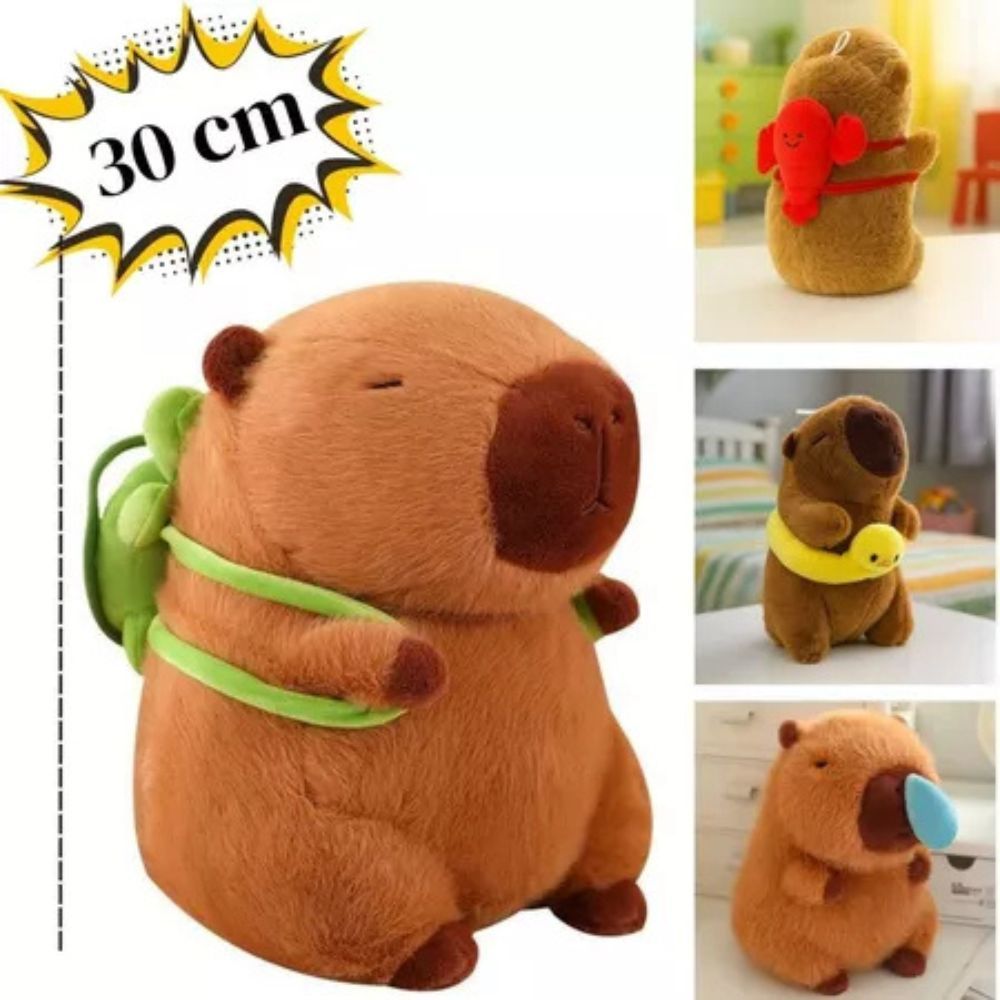 Capivara de Pelucia Mochila tartaruga Grande 30cm Fofinha Capibara ...