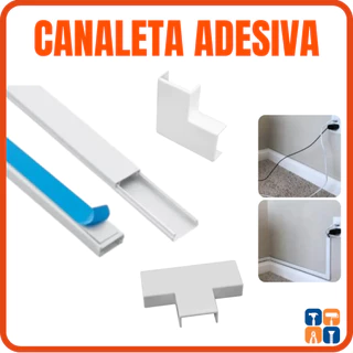 Canaleta Organizadora de Fios 6 a 10 Metros Autoadesiva, Esconde Cabos, com Conectores e Emendas