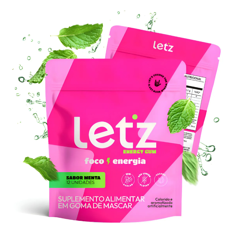 Chiclete Energético Letz Gum Pré Treino Cafeína Taurina 1 Un