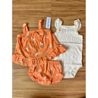 Conjunto de verão com body regata carters menina em Oferta na Shopee