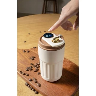 Copo Térmico em Inox com Alça e Medidor de Temperatura Digital – 420ml em Oferta na Shopee
