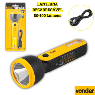 Lanterna Recarregável LED LRV100L Vonder 80-100 Lumens Forte Camping