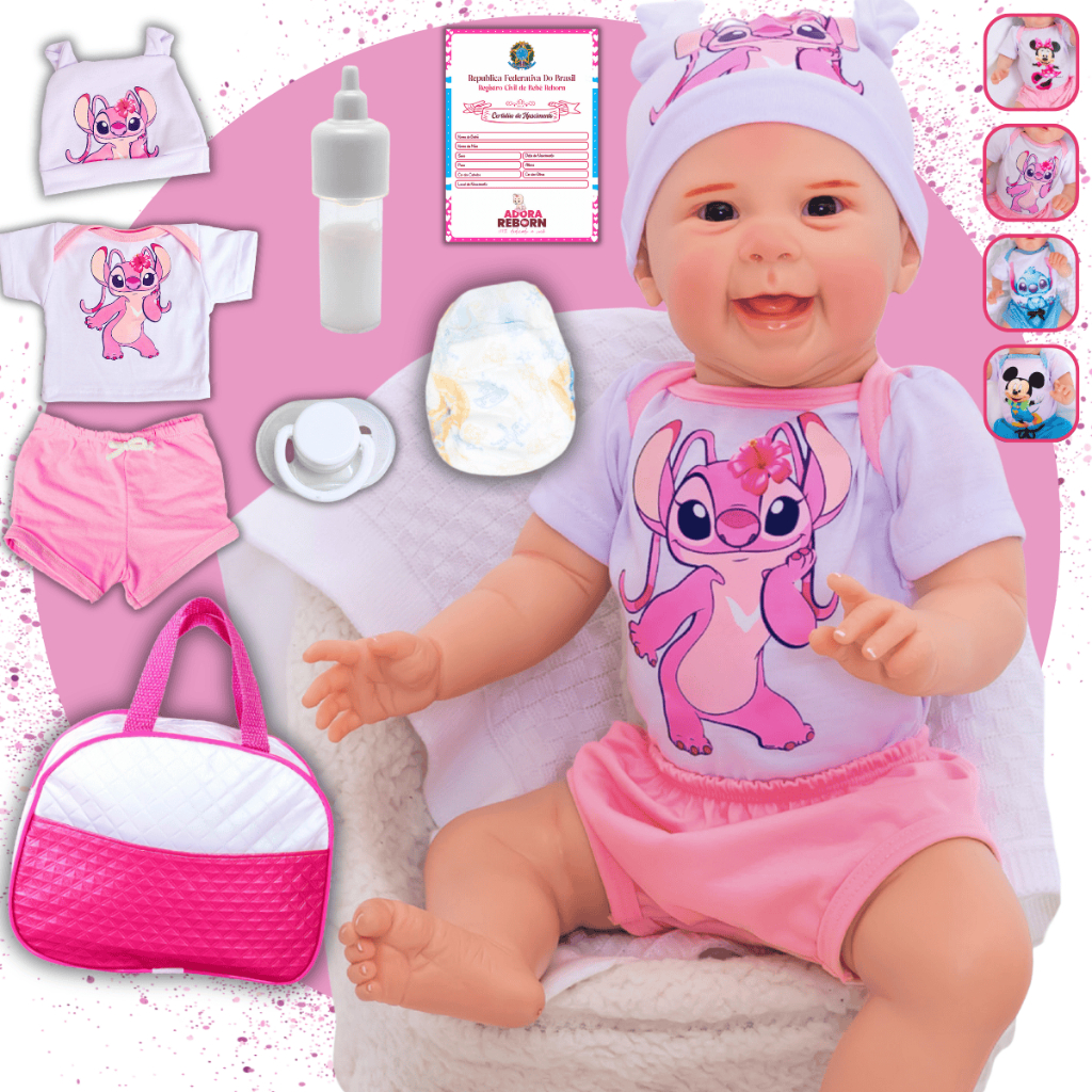 Boneco Bebê Reborn Mayze Stitch Menino Original Realista de