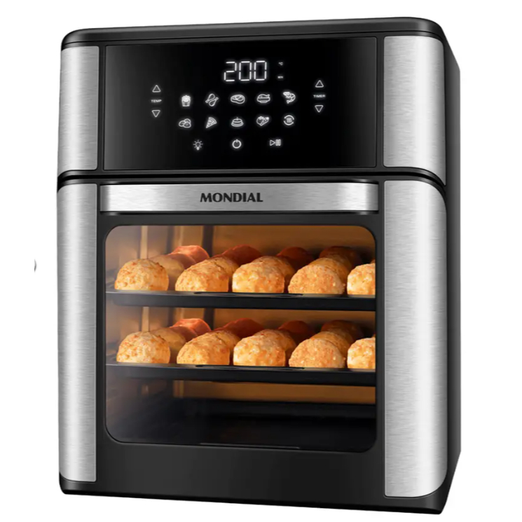 Fritadeira Air Fryer 12L Mondial AFON-12L 127V - PRETO/INOX