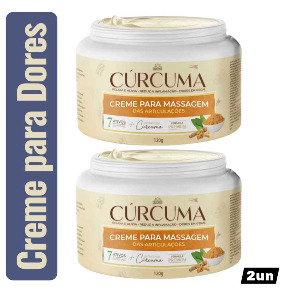 Creme Cúrcuma 120g Auxiliar no Alívio Imediato de Dores Costas