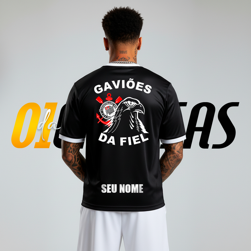 CAMISA GAVIÕES DA FIEL DRY-FIT ADULTO. Personalizada com NOME. Torcida ...