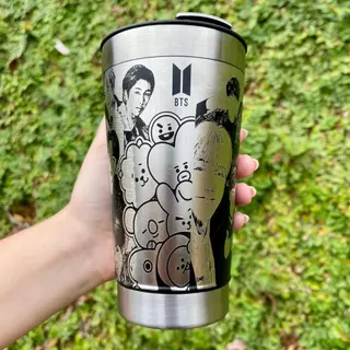 Copo Térmico BTS 473ml – Personalizado em Gravação 360° a Laser