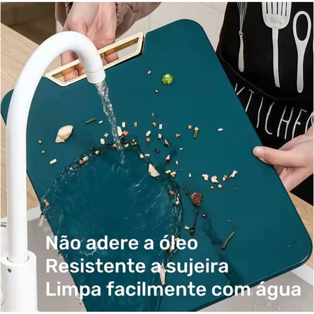Tábua De Corte Antibacteriana À Prova De Mofo 35cm Com Suporte Em Pé Para Cozinha