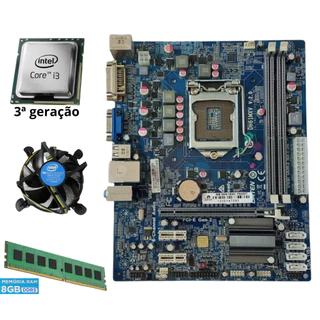 Kit Upgrade Placa Mãe 1155 Com 8gb Ddr3 Cooler Espelho Processador i3 de 3ªGeração Garantia e Nota