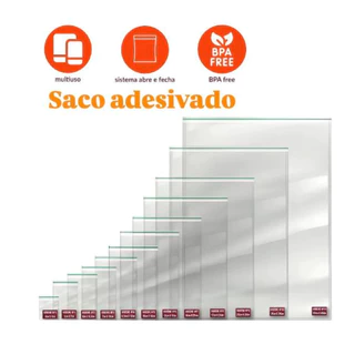 Saco Adesivado Transparente - 100 unidades- Aba Adesiva Abre e Fecha / Diversos Tamanhos em Oferta na Shopee