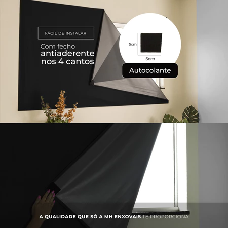 Cortina Painel Blackout com Velcro para Sala Quarto Cozinha Varias Cores