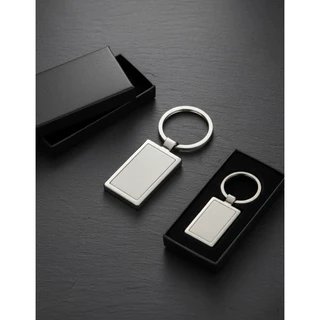 Chaveiro Retangular Metal Escovado Inox Kit 15 Unidades