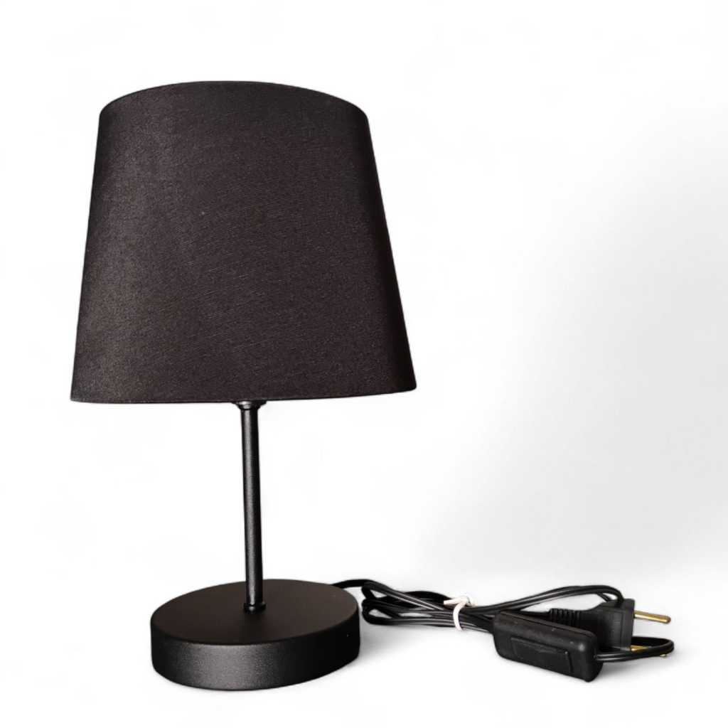 Luminária de Mesa Abajur BLACK, 31 cm, Cúpula Tecido Preto, Pintura Eletrostática, Soquete E27, Bivolt, PRETO