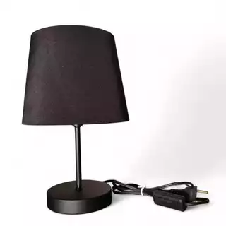 Luminária de Mesa Abajur BLACK, 31 cm, Cúpula Tecido Preto, Pintura Eletrostática, Soquete E27, Bivolt, PRETO