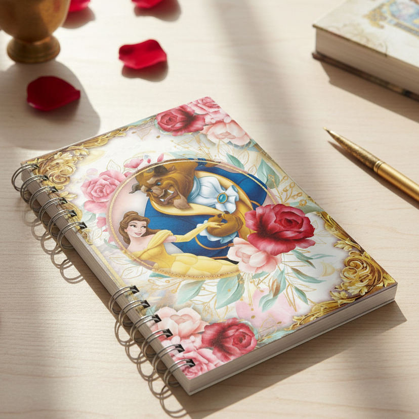 Caderno Personalizado A Bela E A Fera 100 Folhas Escolar Presente Dia ...