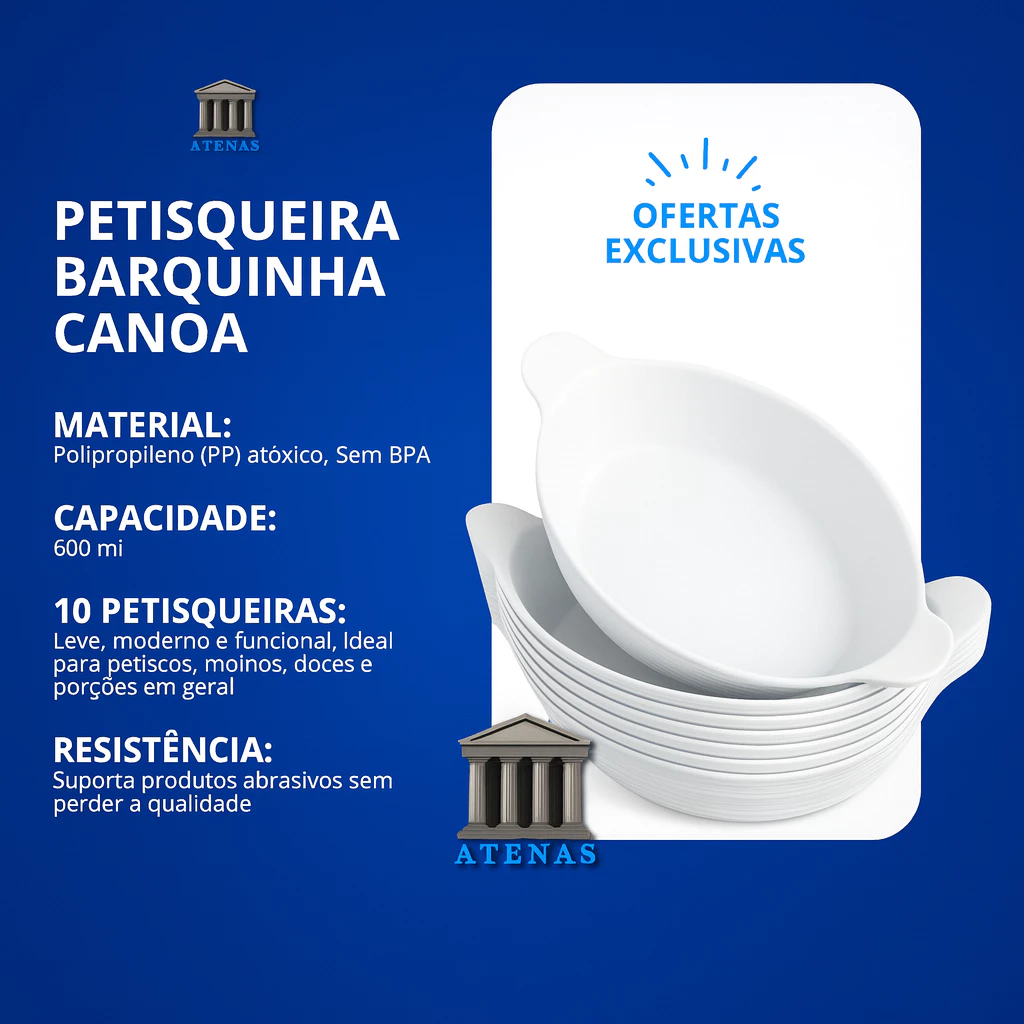 Kit 10 Petisqueira Barquinha Canoa Petiscos Churrasco Festa Frios Para Servir Amendoim Caldo Branca - Imagem 2