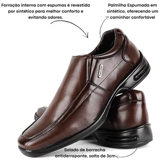 Sapato Social Masculino Confort Ortopédico Elegante Antiderrapante Confortável Amortecedor