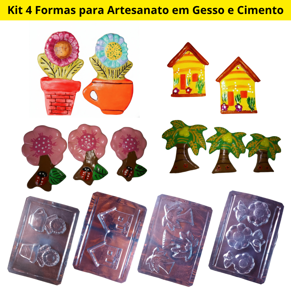 Kit-02 / 4 Formas para Artesanato em Gesso e Cimento – Variado | Shopee ...