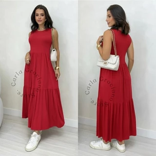 Vestido Longo Feminino Saia 3 Marias Regata Viscolycra Casual Elegante Para Dia a Dia 502 em Oferta na Shopee