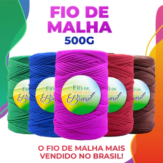 Fio de Malha Brasil - 500g - Cores Variadas OFERTA Crochê Residual Bolsa Tapete Lycra Elastano Algodão